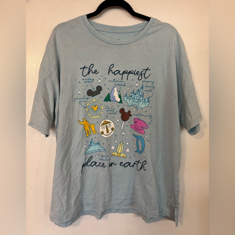 Disneyland “the happiest place on earth” embroidered t-shirt NWT